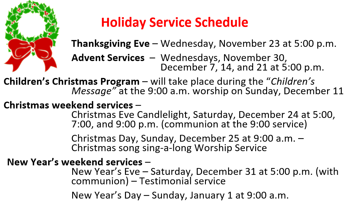 holiday schedule holiday schedule